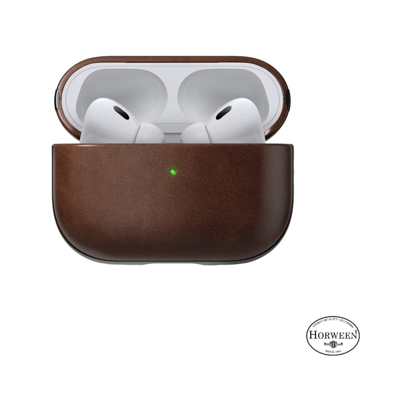 Nomad Modern Leather Case for AirPods Pro 2 – Rustic Brown Horween Leather