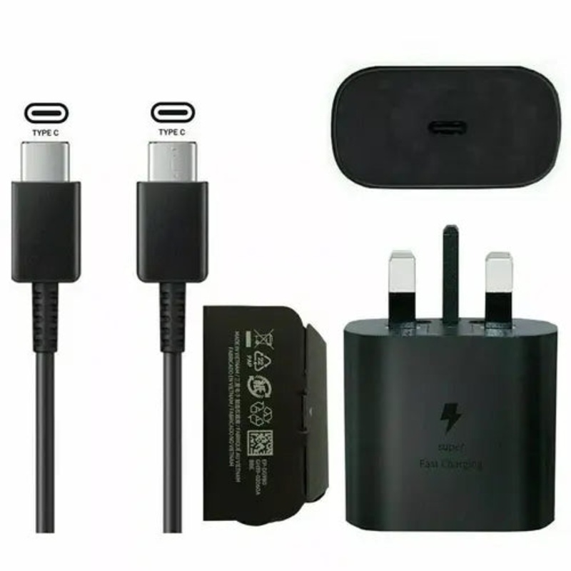 Genuine Samsung Galaxy Tab S8+ 25W Super Fast Charger and Cable Black