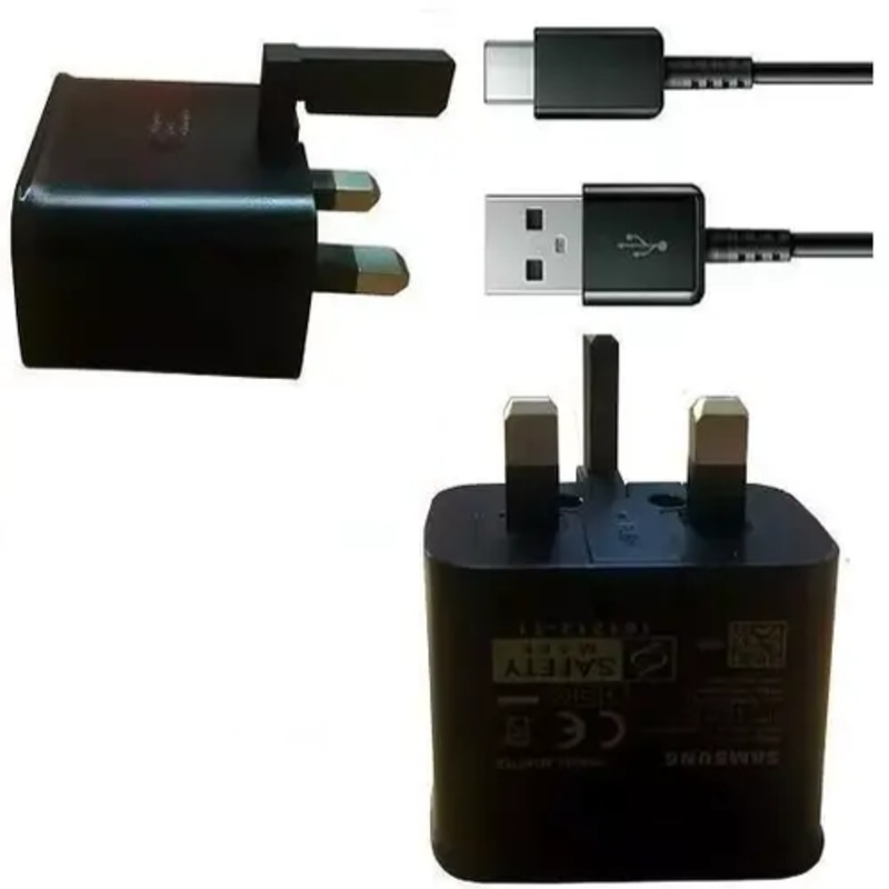 Genuine Samsung Galaxy Tab S8+ Plus 15W Fast Mains Wall Charger Plug & USB-C Cable Black