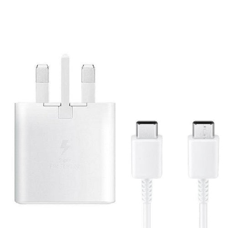 Genuine Samsung Galaxy Tab S7+ Plus 25W Super Fast Charger and Cable White